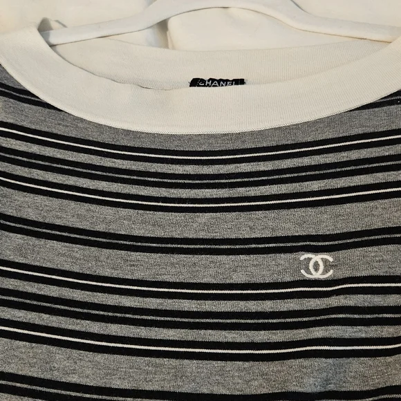 Chanel Striped Gray and Black Dress 34 - Picture 7 of 9